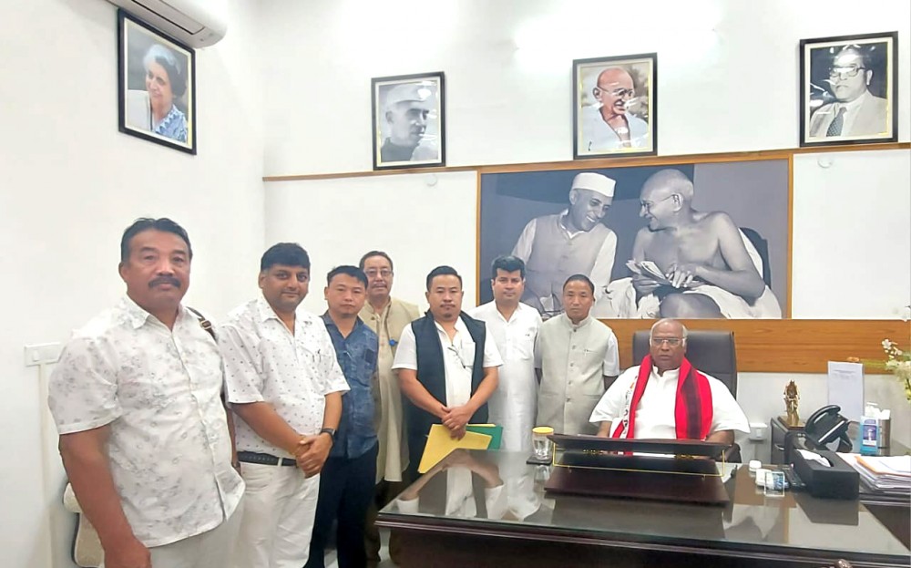 Newly elected NPCC President, S Supongmeren Jamir and his team along with Ranajit Mukherjee, AICC Secretary I/c, Nagaland met AICC President, Mallikarjun Kharge and thanked him for the assignment and for putting AICC's trust on him. The meeting also deliberated at length on the Congress' activities in the state. The Congress President expressed his concern on the issues facing the state and assured full support to the team and the state, stated a press release from the Communications Department, NPCC.